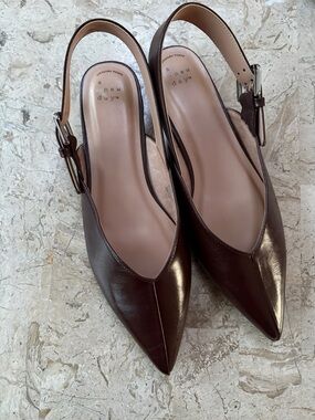 Victoria Slingback Sandal A New Day Memory Foam Brown Faux Leather Size 9.5